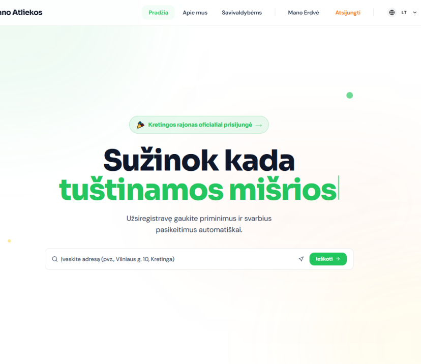NAUJA atliekų išvežimo grafikų platforma - Mano Atliekos!