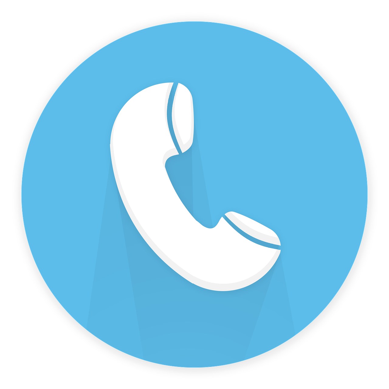 Balta telefono ragelio ikonėlė žydrame skritulyje